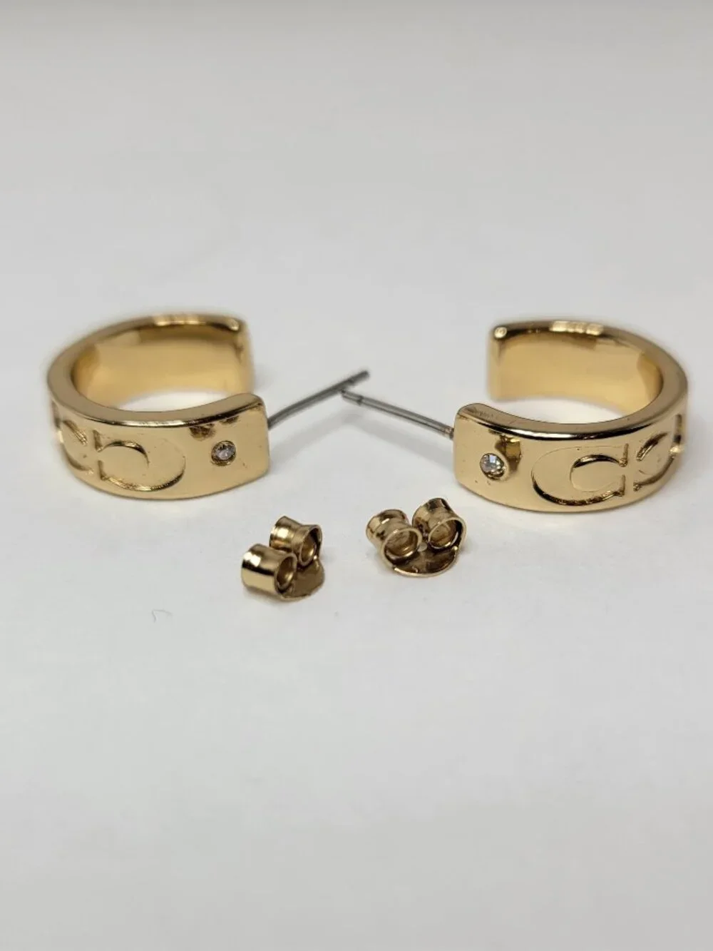 Gold Tone Cuff Coach Earrings - Picture 4 of 7